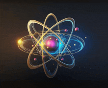 a computer generated image of an atom with a purple sphere in the center