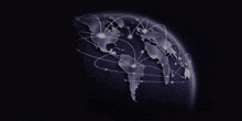 a computer generated image of a globe with lines connecting it