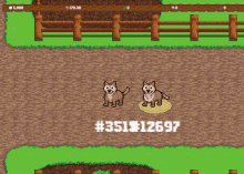 a screenshot of a video game with two cats and the number 351 12697 on the bottom