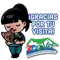 a cartoon of a woman holding a dog with gracias por tu visita