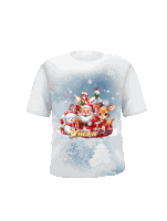 a t-shirt with a picture of santa claus and reindeer on it