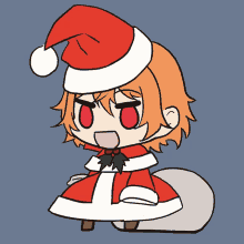 a cartoon drawing of a girl in a santa outfit