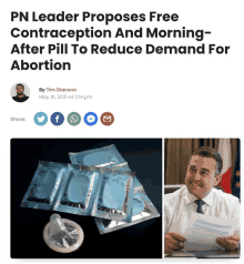 pn leader proposes free contraception and morning after pill to reduce demand for abortion by tim diacono