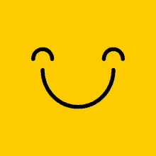 a yellow background with a black smiley face