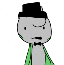 a cartoon character is wearing a top hat and bow tie .