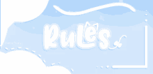 a blue background with the word rules in white letters