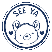 a blue circle with a bear and the words see ya on it