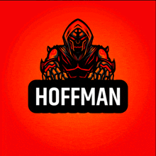 a logo for hoffman with a red hooded figure