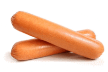 two sausages are stacked on top of each other on a white background .