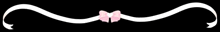 a white ribbon with two pink bows on it on a black background .