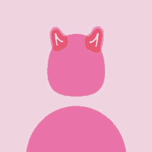 a pink circle with red devil horns on it 's head .