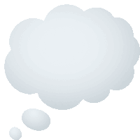 a thought bubble in the shape of a cloud with two smaller bubbles below it