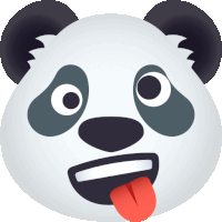 a panda bear is sticking its tongue out and making a funny face