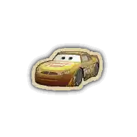 a sticker of a muddy race car from the movie cars