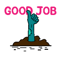 a cartoon drawing of a zombie hand giving a thumbs up