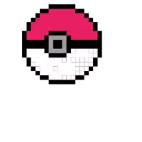 a pixel art drawing of a pokemon ball with a red top and a black border .