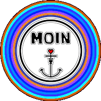 a colorful circle with the word moin and an anchor in the middle