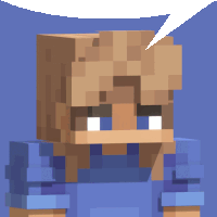 a minecraft character with a speech bubble above her head