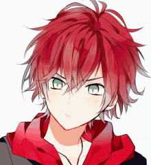 a boy with red hair and green eyes