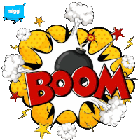 an illustration of a bomb with the word boom in red