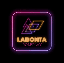 a neon sign that says labonta roleplay with triangles on it