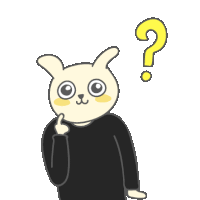 a cartoon rabbit is thinking with a question mark above him