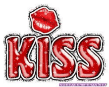 a picture of a kiss with a red kiss on top of the word kiss .