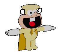 a cartoon character wearing a yellow cape and gloves