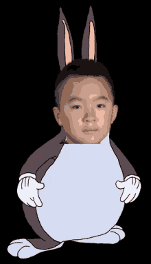 a cartoon of a boy with bunny ears and a bunny costume