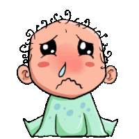 a cartoon of a baby with a sad face