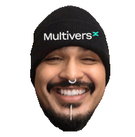 a man wearing a beanie that says multivers