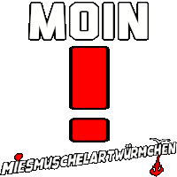 a red exclamation point with the word moin written on it