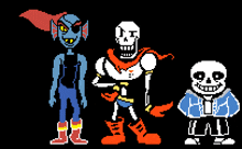 a pixel art drawing of undertale characters including papyrus and sans