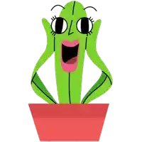 a cartoon illustration of a cactus with a surprised face