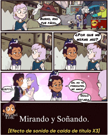 a cartoon in spanish with the words mirando y soñando