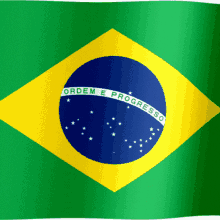 a green yellow and blue flag with ordem e progresso written on it