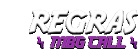 the logo for regras mbg call is purple and white .