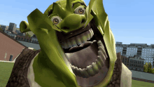 a shrek cartoon character with his mouth open