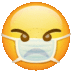 a yellow smiley face wearing a medical mask with a serious look on its face .