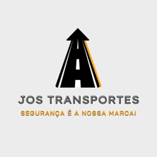 a logo for a company called jos transportes with an arrow pointing up