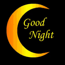 a yellow crescent moon with the words " good night " written on it