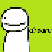 a pixel art of a person with a green background and the word ' n ' on it