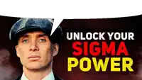 a man in a hat with a speech bubble above him that says unlock your sigma power