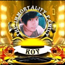 a picture of a man in a circle with the name roy on it