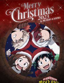 a merry christmas poster for my hero academia