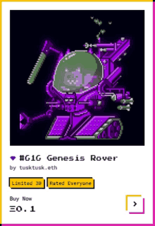 a picture of a genesis rover with a buy now button below it