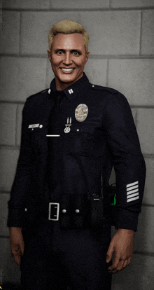 a man in a police uniform has the number 11 on his badge