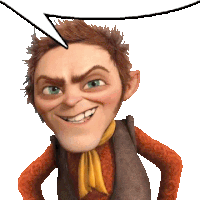 a cartoon character with a speech bubble behind him