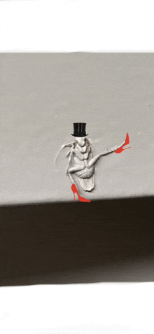 a cockroach wearing a top hat and high heels