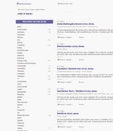 a screenshot of a search for junior system engineer m / w aarau